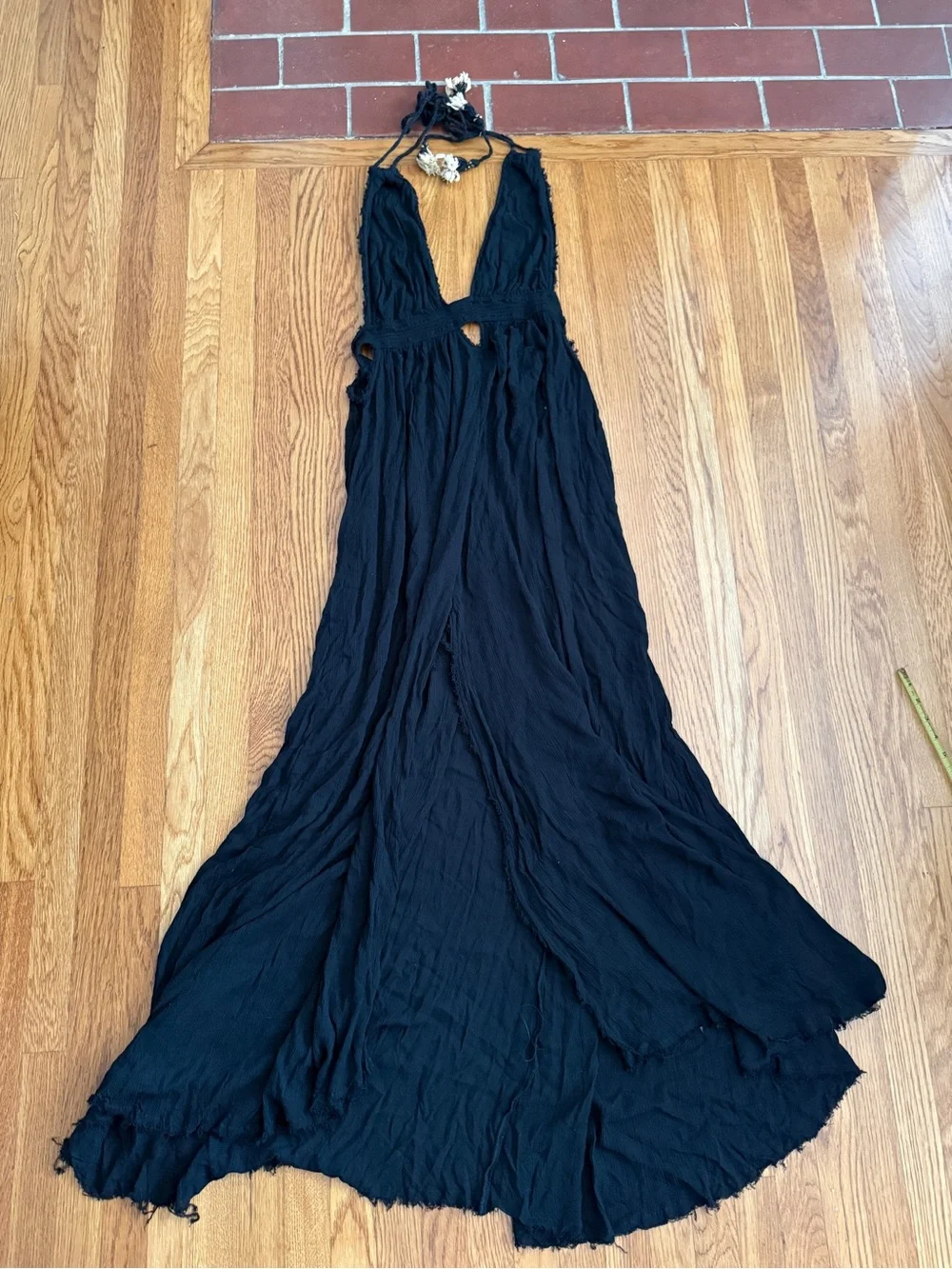 Free People look into the sun black gauze maxi dress Large